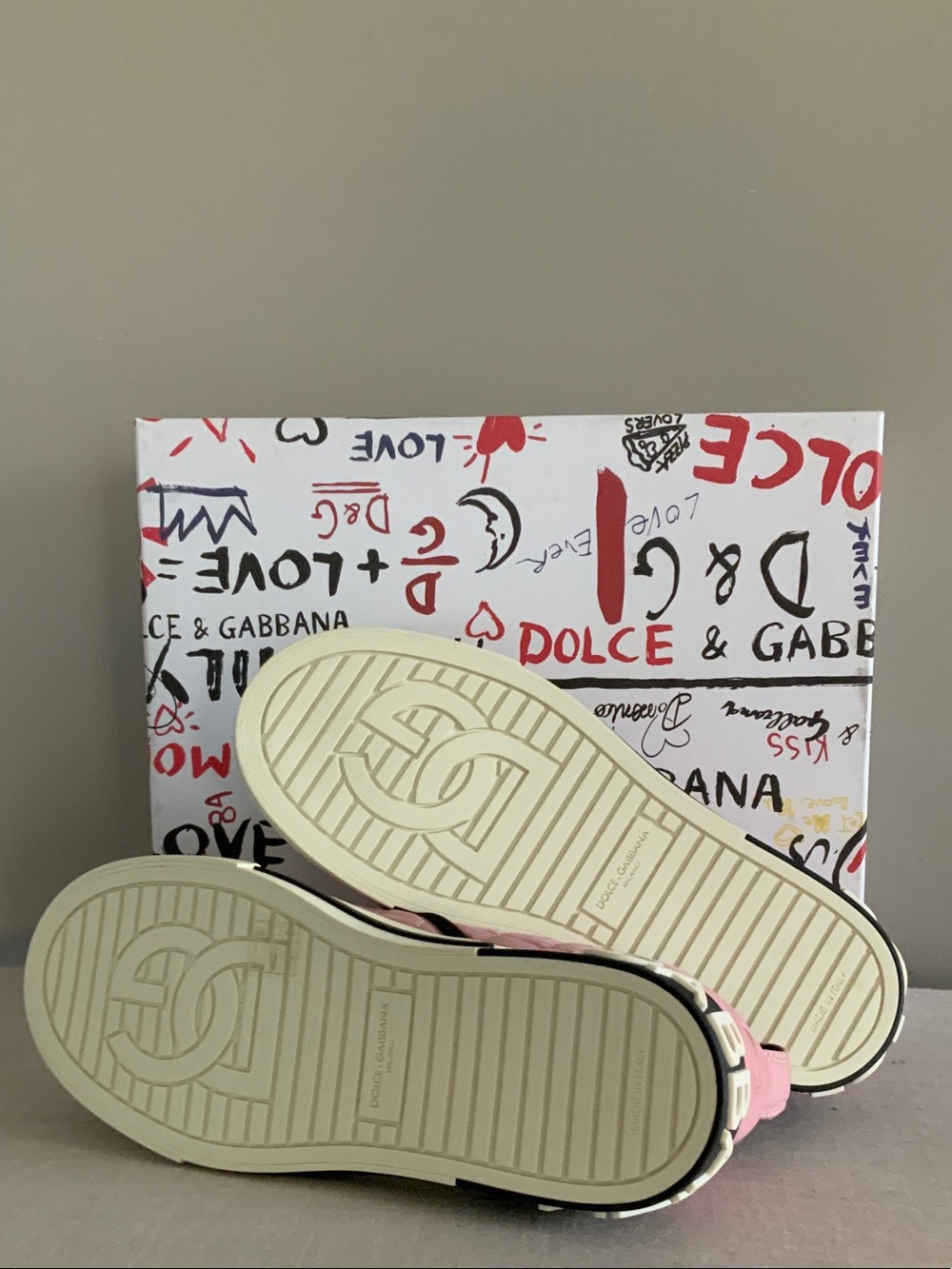 Dolce & Gabbana Pink Quilted Slip-On Sneakers with Black Trim - Picture 4 of 5